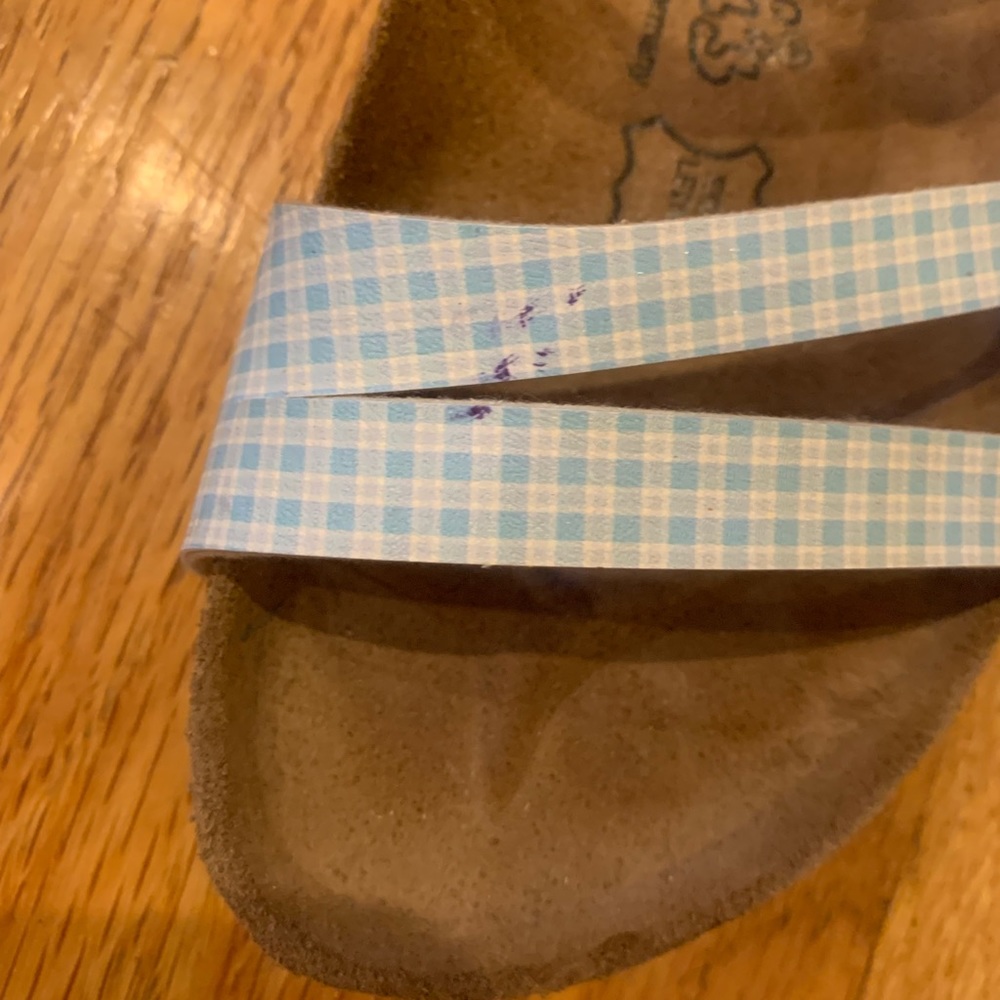 Birkenstock 35 36 Birkis blue Gingham sandal - Picture 5 of 11